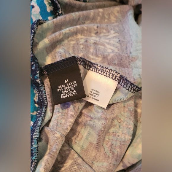 Royal blue and white maxi shirt with elastic waist with two splits on each side - Picture 3 of 3